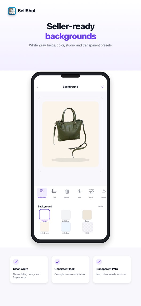 SellShot exporting marketplace-ready product photos